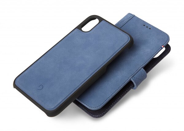 Decoded - 2 in 1 Leather Wallet Case Magnet for iPhone Xr Blue