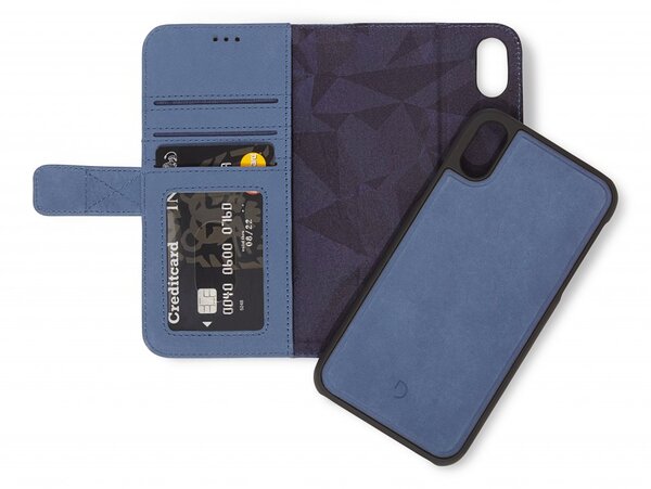 Decoded - 2 in 1 Leather Wallet Case Magnet for iPhone Xr Blue