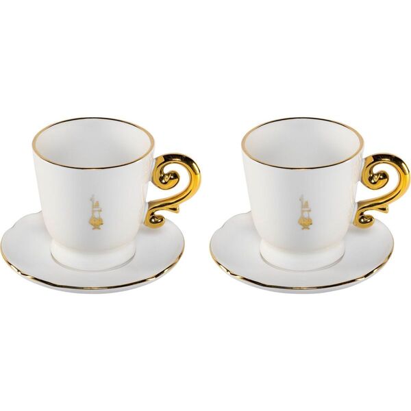 Bialetti Pure Gold Cappuccino Cups with Saucers Porcelain 330 Millilitres 2 Pieces