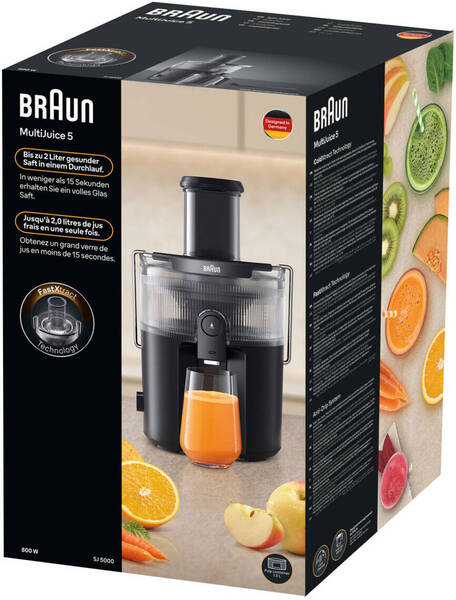 Braun MultiJuice 5 SJ5000 Spin Juicer, 800 Watt, Black