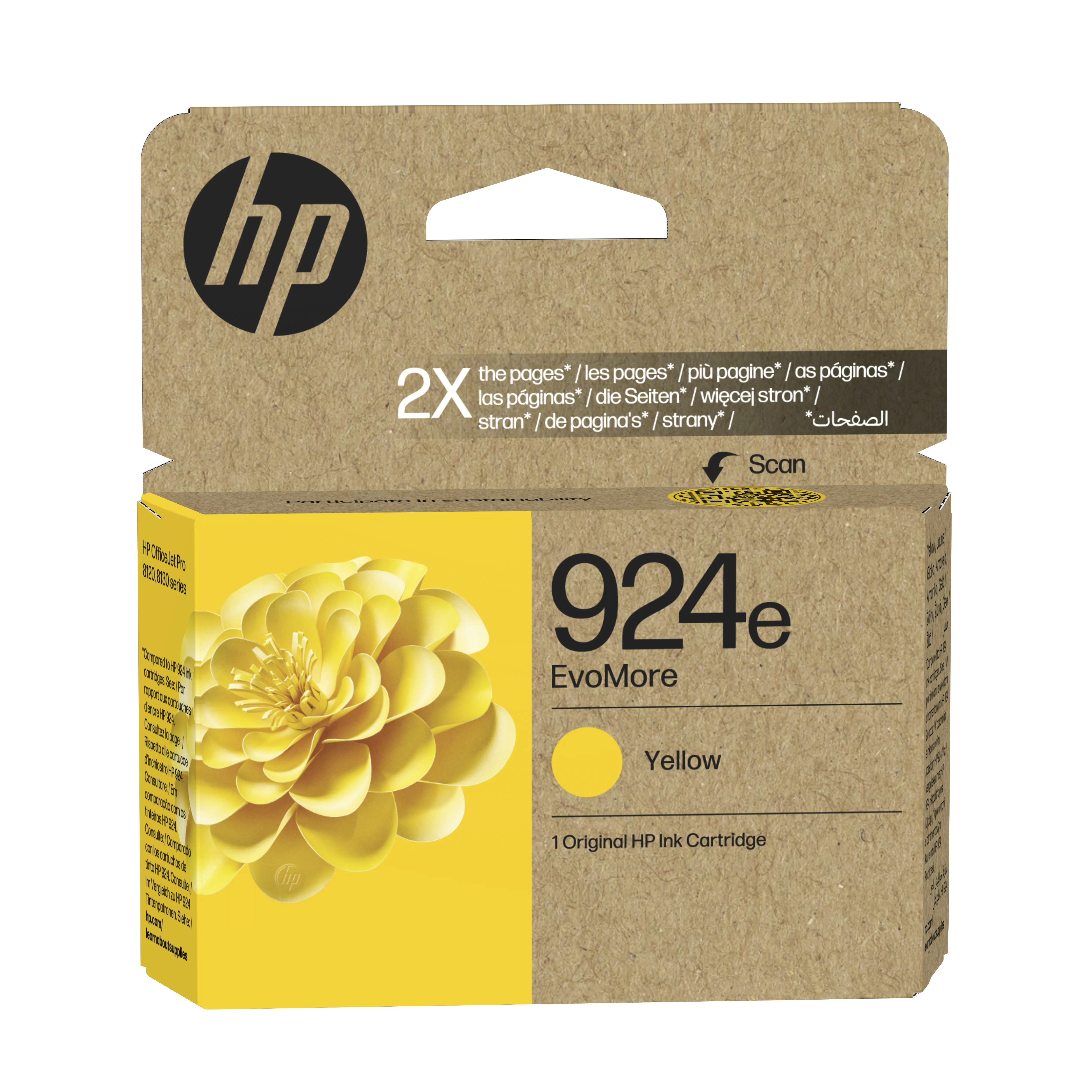 HP 924e EvoMore-mustekasetti, 9 ml, keltainen