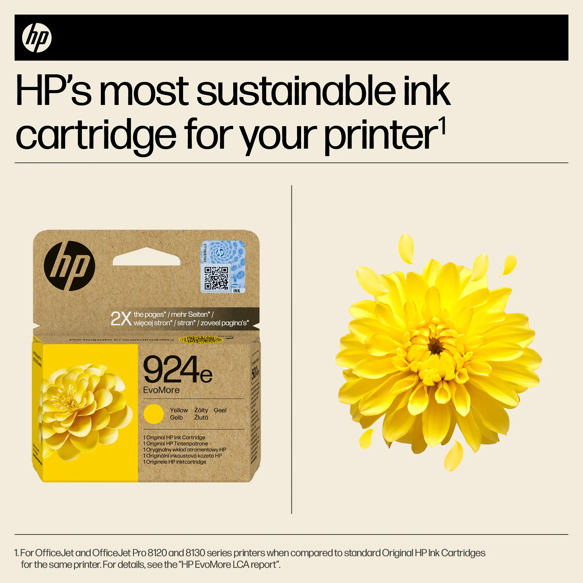 HP 924e EvoMore ink cartridge, 9 ml, Yellow