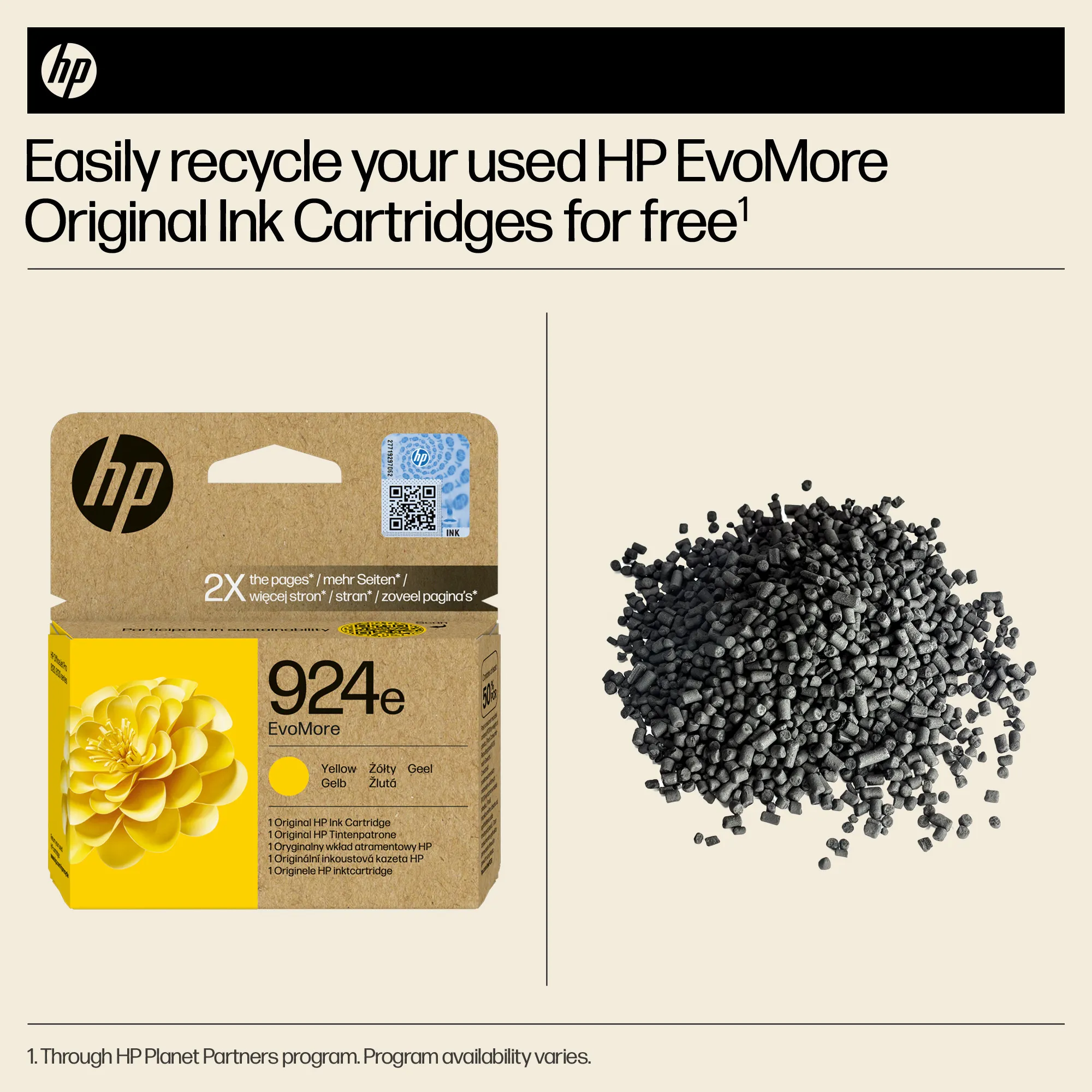HP 924e EvoMore ink cartridge, 9 ml, Yellow