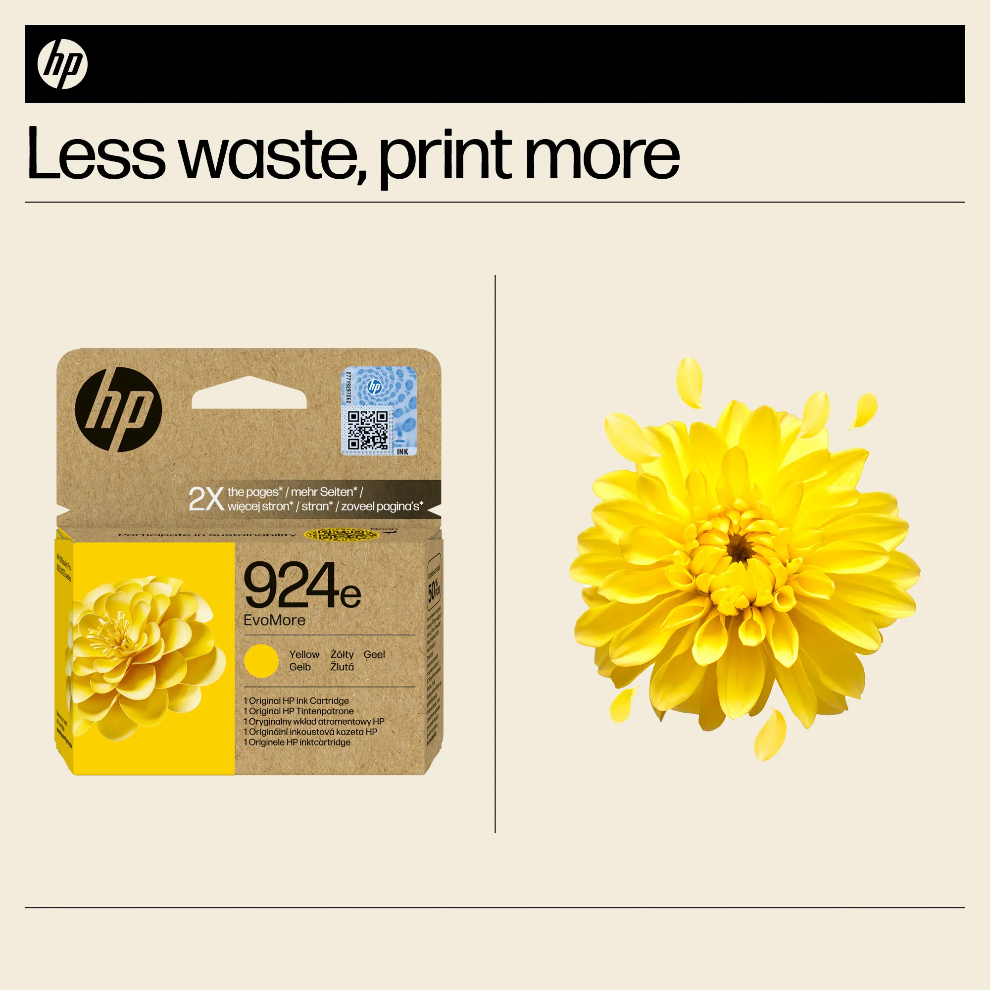 HP 924e EvoMore ink cartridge, 9 ml, Yellow