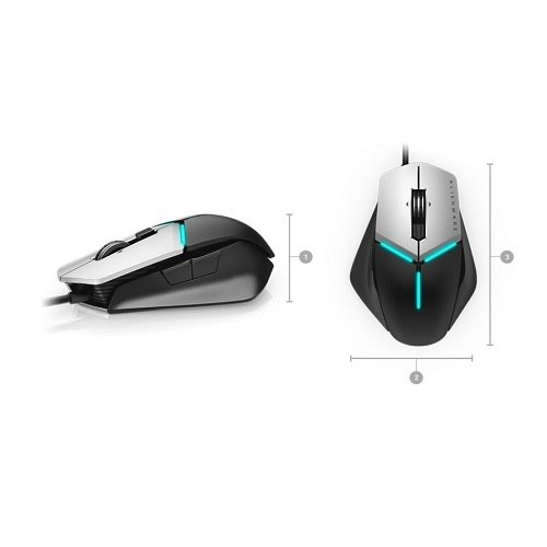 Dell Alienware AW958 -pelihiiri, Musta/Hopea