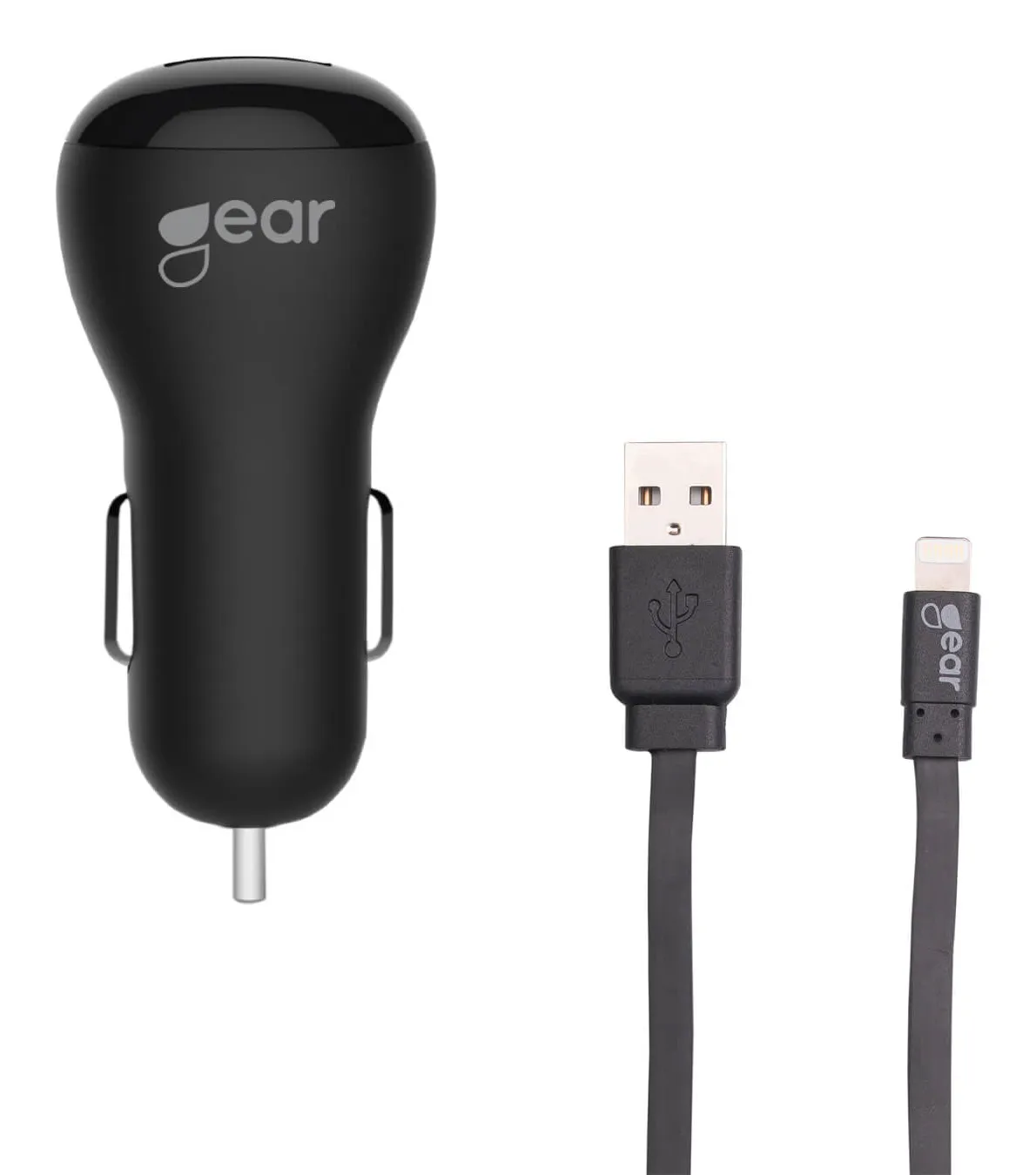 GEAR Laturi 12-24V 1xUSB 1A Lightning 1m, Musta