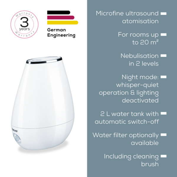 Beurer LB37 Ultrasonic Humidifier, White, 2 Litres