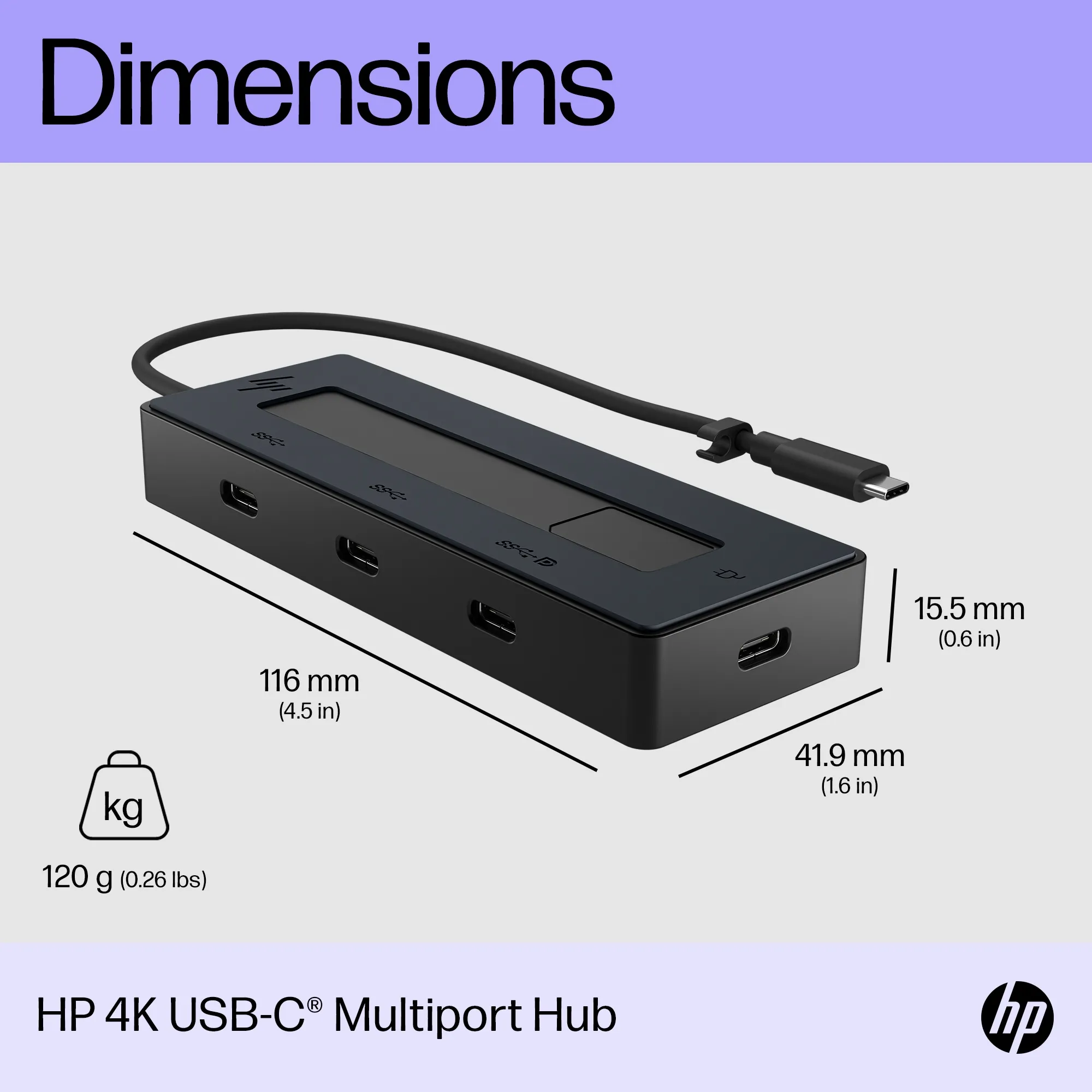 HP 4K USB-C Multiport Hub EMEA-INTL EN L