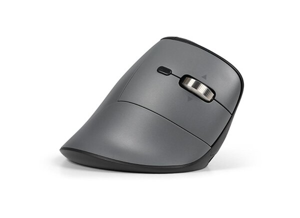BakkerElkhuizen PRF Pro 3-Mode Vertical Wireless Ergonomic Mouse, Grey/Black