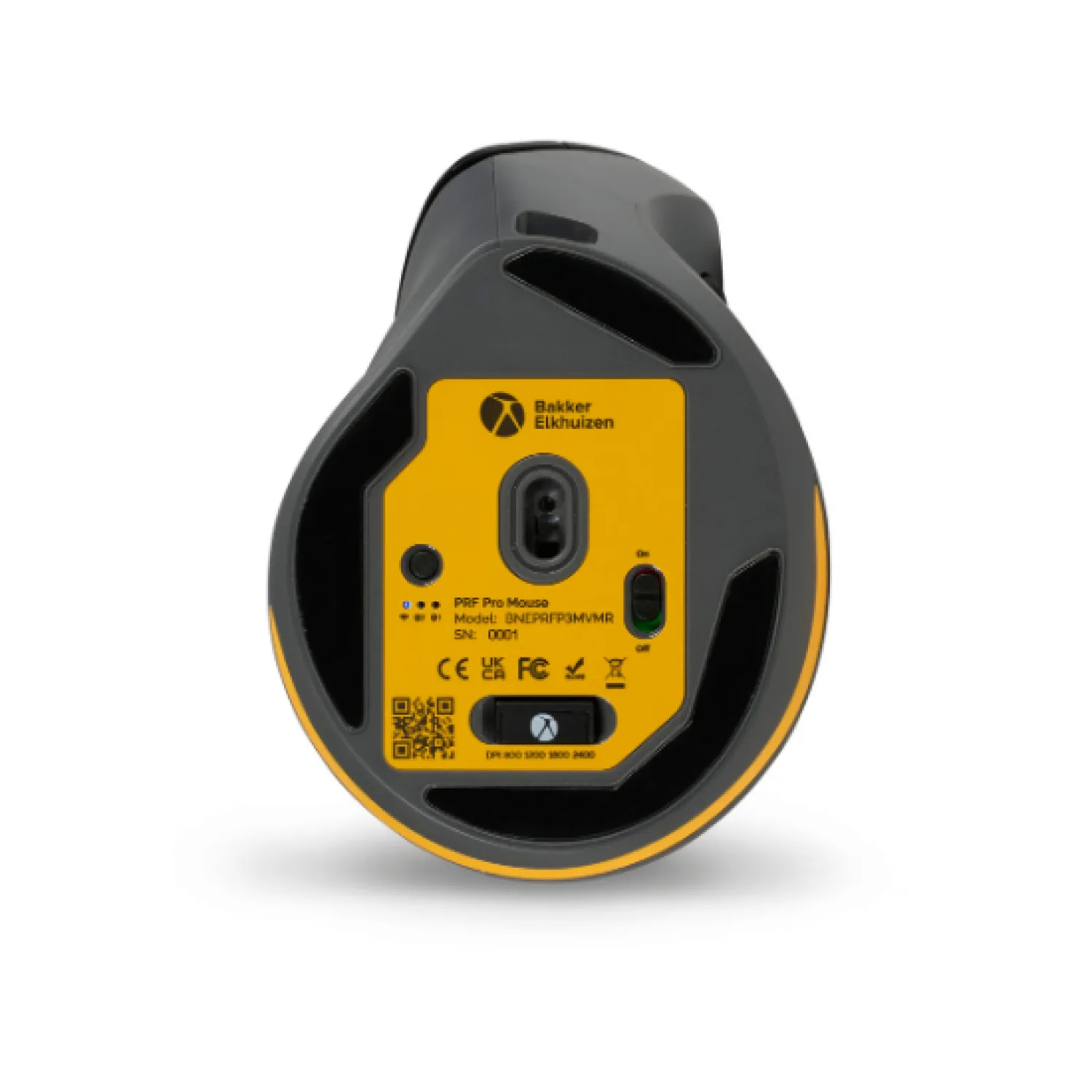 BakkerElkhuizen PRF Pro 3-Mode Vertical tr&aring;dl&ouml;s ergonomisk mus, gr&aring;/svart