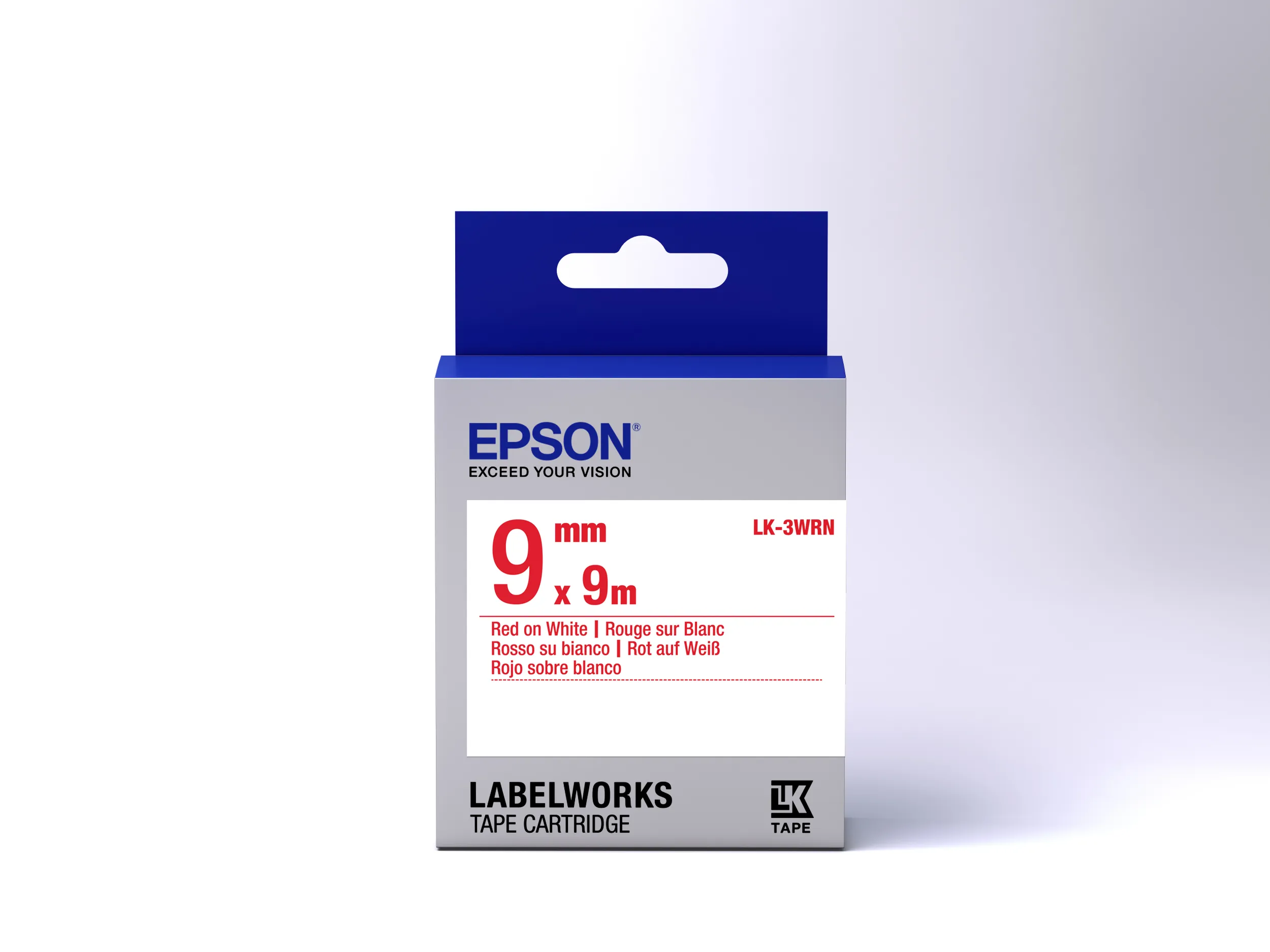 Epson LabelWorks LK-3WRN - Punainen valkoisella - Rulla (0,9 cm x 9 m) 1 rulla (rullat) etikettiteippi malleihin LabelWorks LW-1000, 300, 400, 600, 700, 900, K4