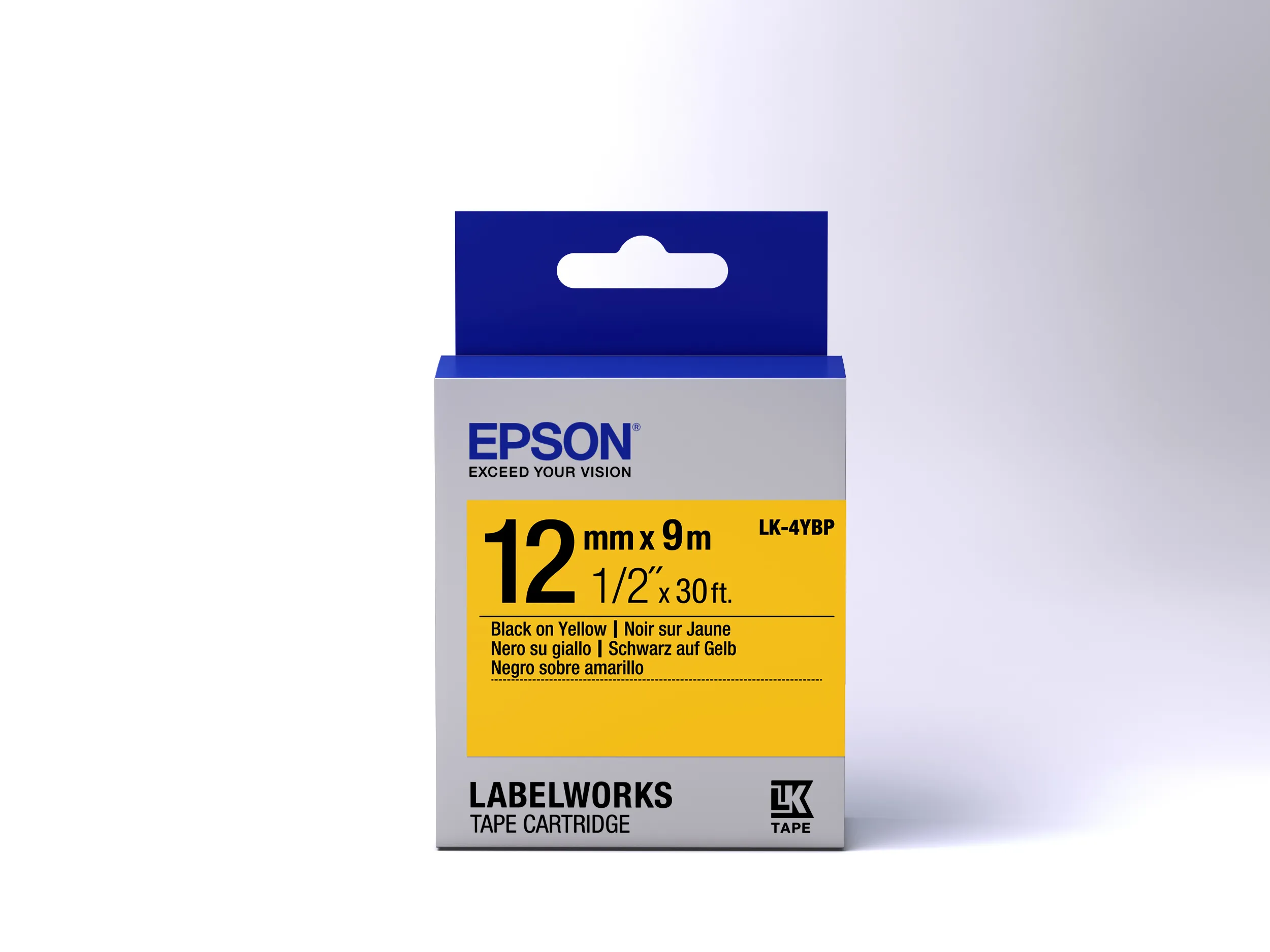 Epson LK-4YBP cartridge, pastellgul med svart tryck