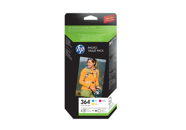 HP 364 Series Photo Value Pack - Keltainen, sinivihre&auml;, magenta - tulostuspatruuna / paperisarja malleihin Deskjet 35XX, Photosmart 5525, 55XX B111, 65XX, 65XX