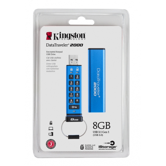Kingston 8GB Datatraveler 2000 USB - memory stick, Blue