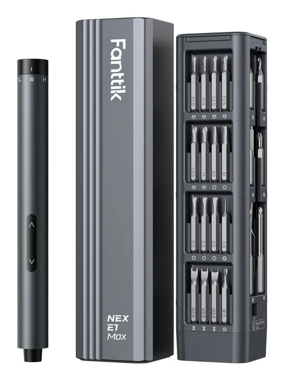 FANTTIK E1 Max 3.7 Volt Precision Electric Screwdriver Set with 50 Bits - Gray
