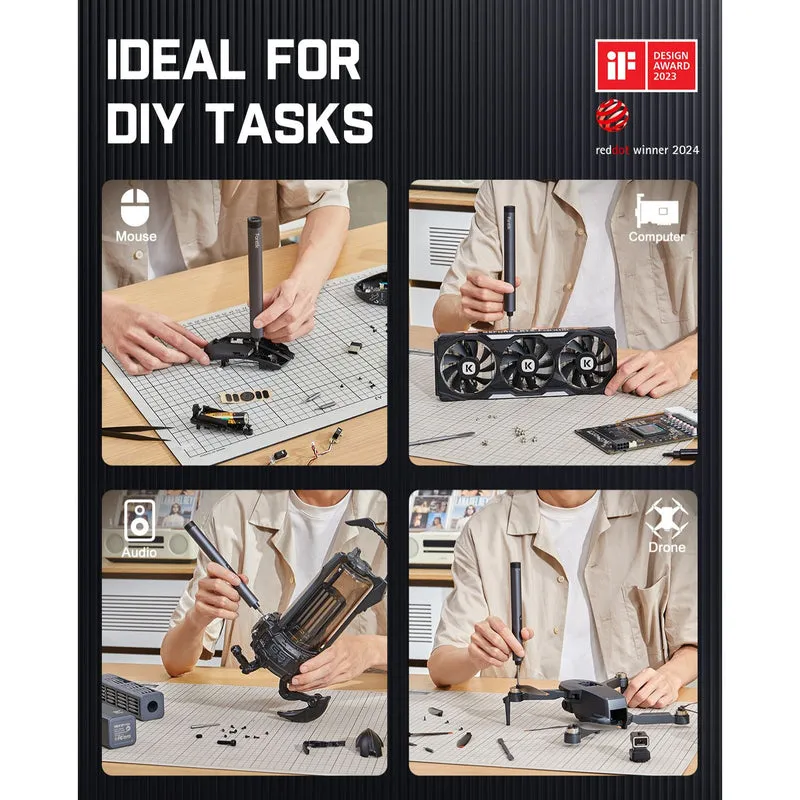 FANTTIK E1 Max 3.7 Volt Precision Electric Screwdriver Set with 50 Bits - Gray