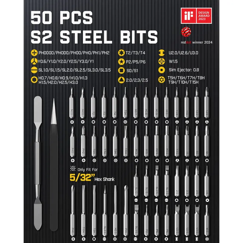 FANTTIK E1 Max 3.7 Volt Precision Electric Screwdriver Set with 50 Bits - Gray
