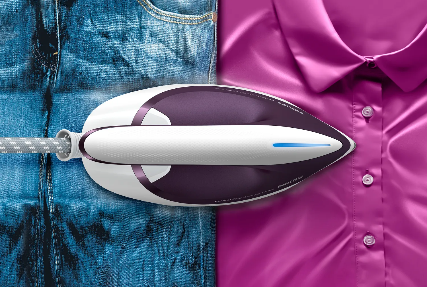 Philips PerfectCare Compact Plus GC7933/30 Steam Generator Iron, 2400W, 6.5 bar, 1.5L, Violet