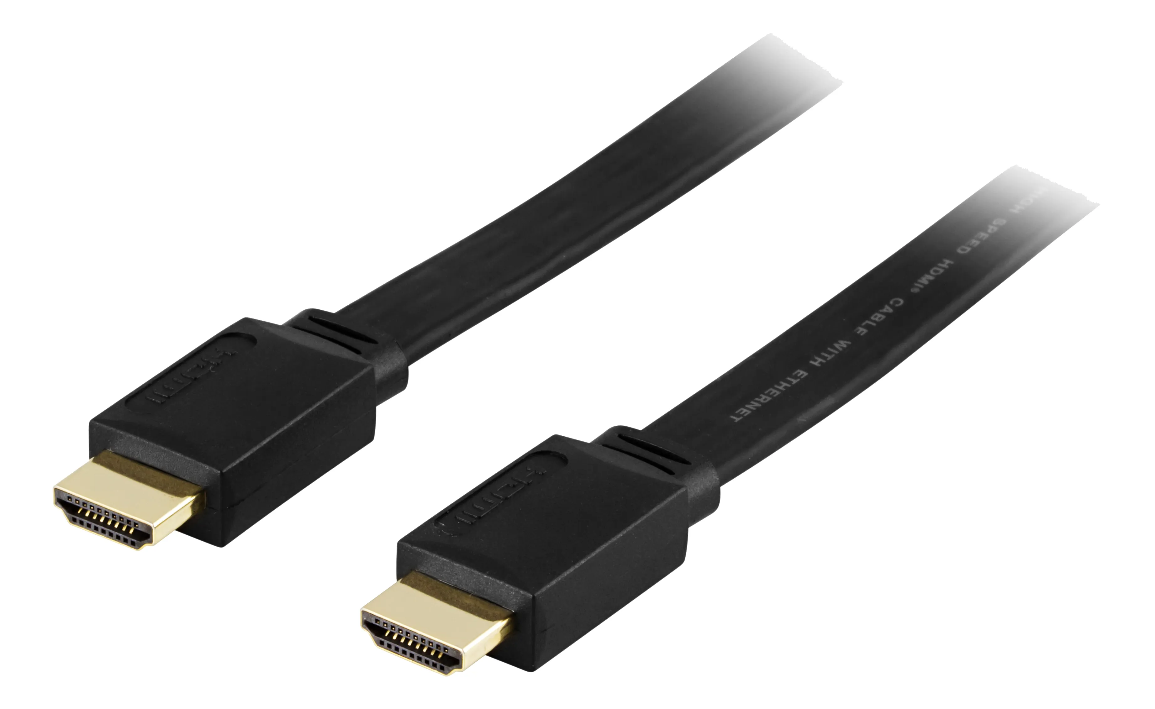 Deltaco HDMI Flat &ndash; HDMI 2.0 - kabel, 0,5m, Svart