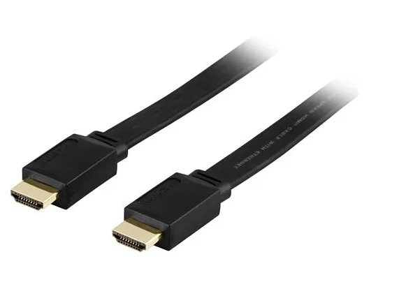 Deltaco HDMI Flat &ndash; HDMI 2.0 - cable, 0.5 m, Black
