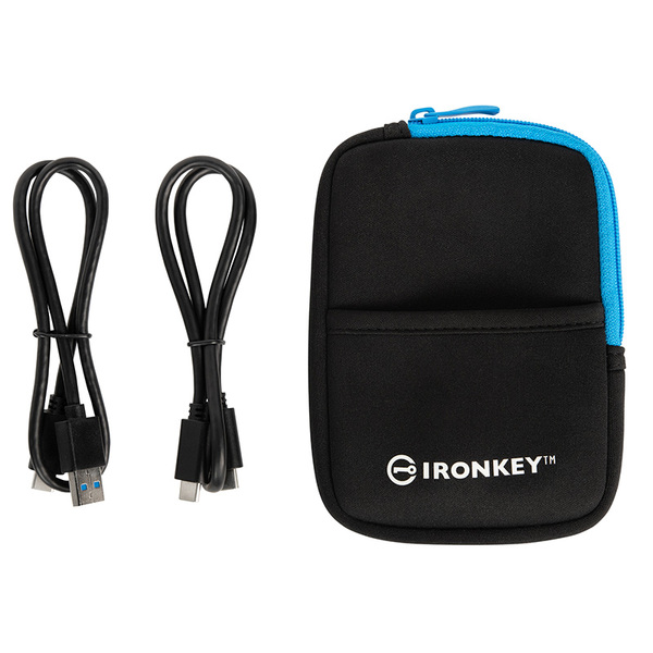 Kingston IronKey Vault Privacy 80 960 Gt USB 3.2 Gen 1 (USB-C) -ulkoinen SSD, laitteistosalaus, salasanasuojaus, kosketusn&auml;ytt&ouml;, sininen