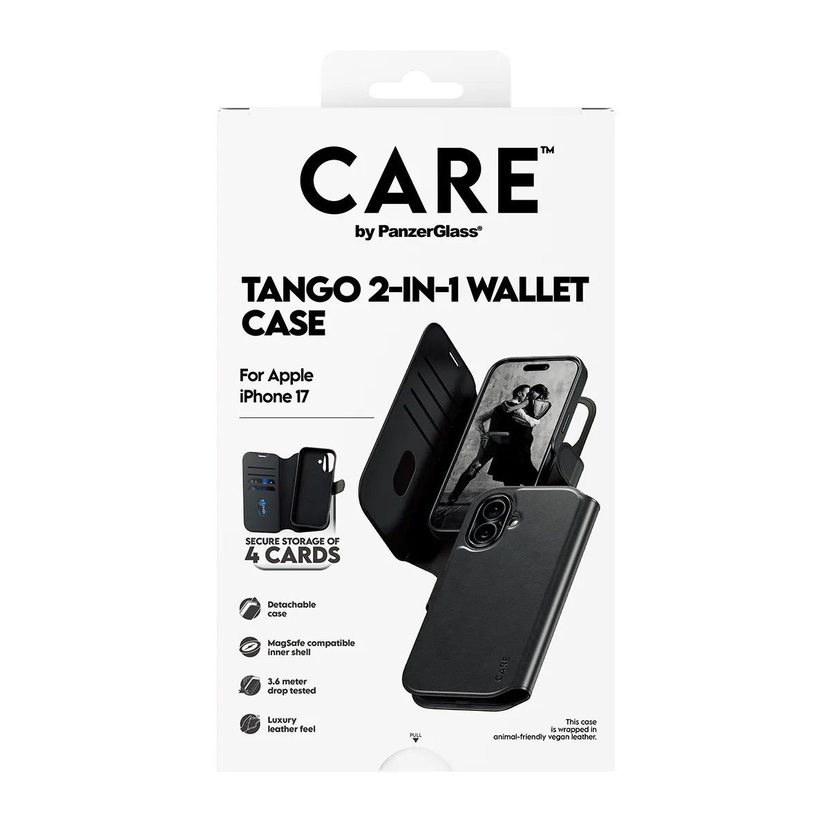 PanzerGlass CARE Tango with MagSafe 2-in-1 pl&aring;nboksfodral f&ouml;r iPhone 17, svart
