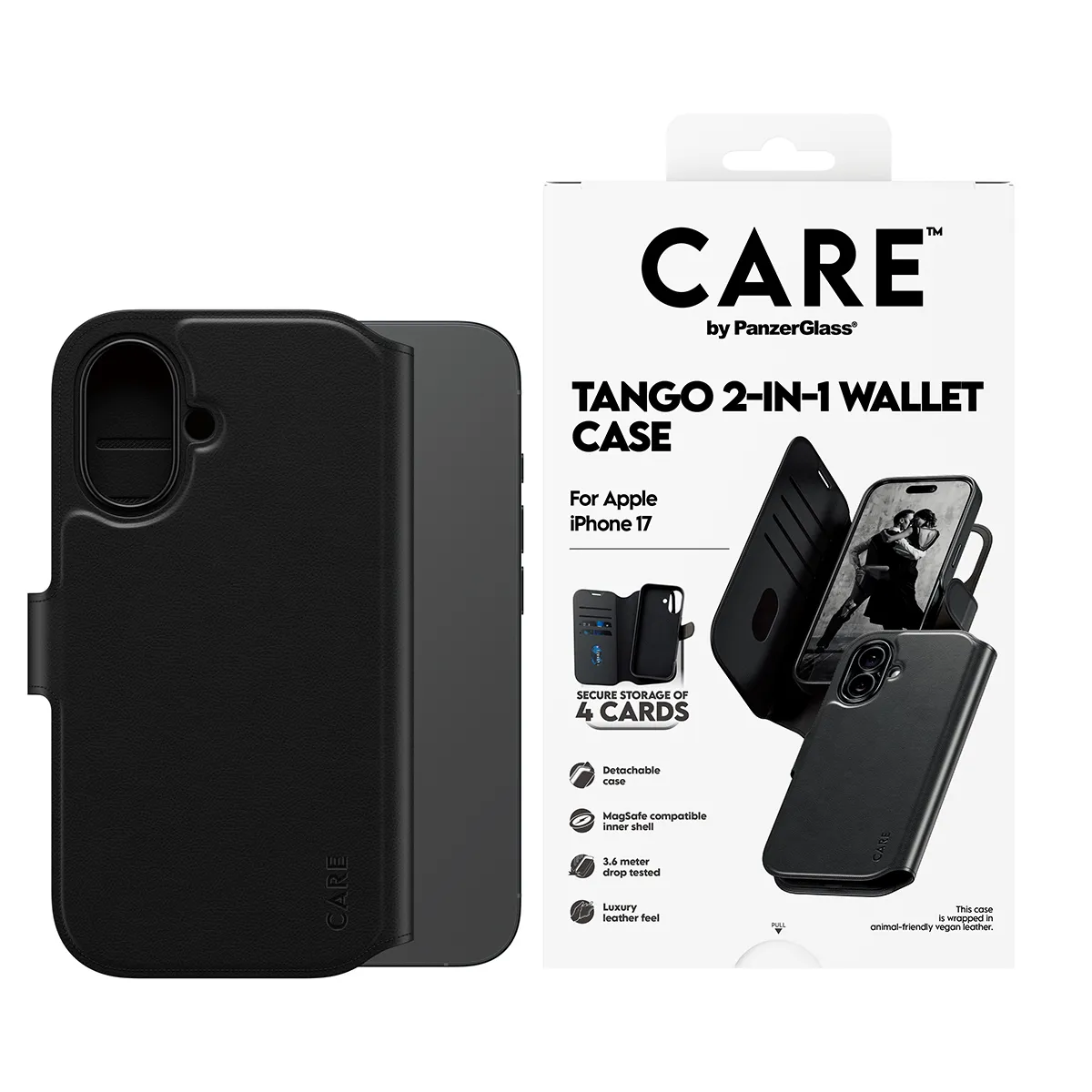 PanzerGlass CARE Tango with MagSafe 2-in-1 pl&aring;nboksfodral f&ouml;r iPhone 17, svart