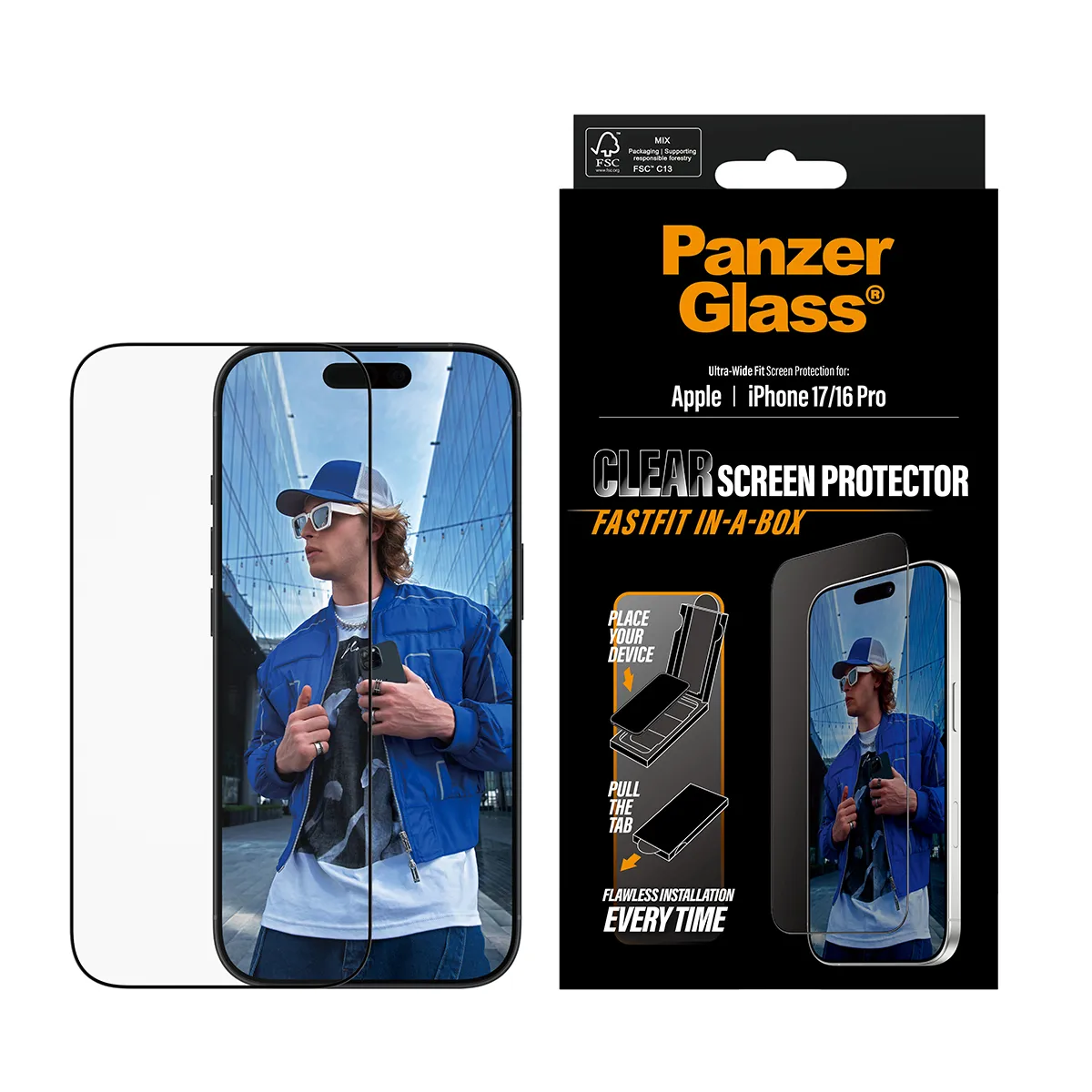 PanzerGlass Ultra-Wide Fit Alignerkit iPhone 17 / 16 Pro -panssarilasi, Anti-Reflective