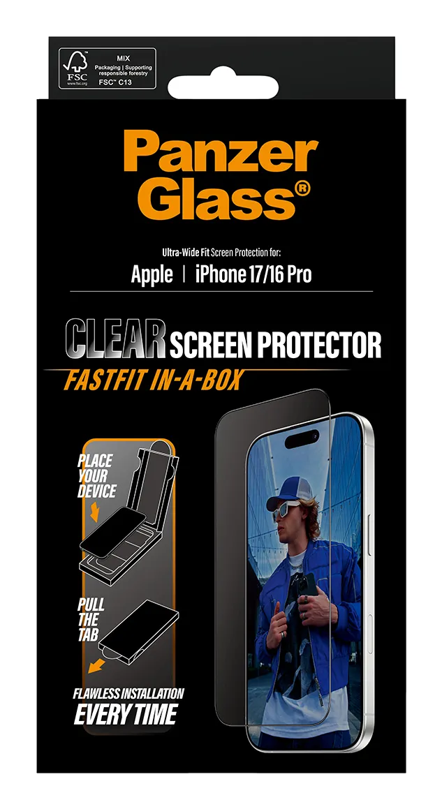 PanzerGlass Ultra-Wide Fit Alignerkit iPhone 17 / 16 Pro -panssarilasi, Anti-Reflective