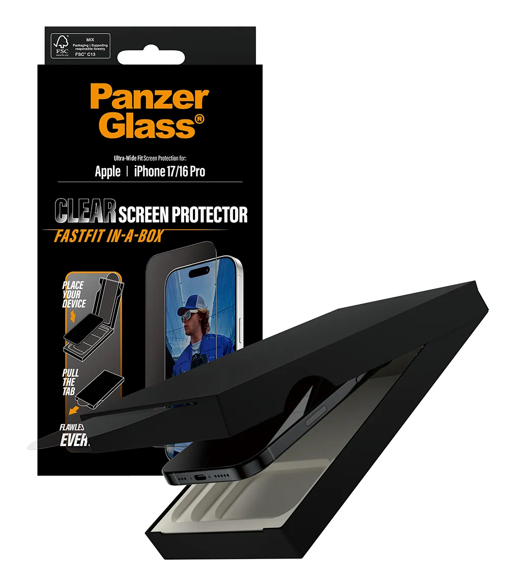 PanzerGlass Ultra-Wide Fit Alignerkit iPhone 17 / 16 Pro -panssarilasi, Anti-Reflective