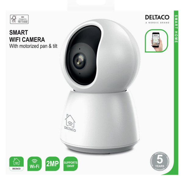 Deltaco Smart Home Pan/Tilt, WiFi - Indoor Security Camera