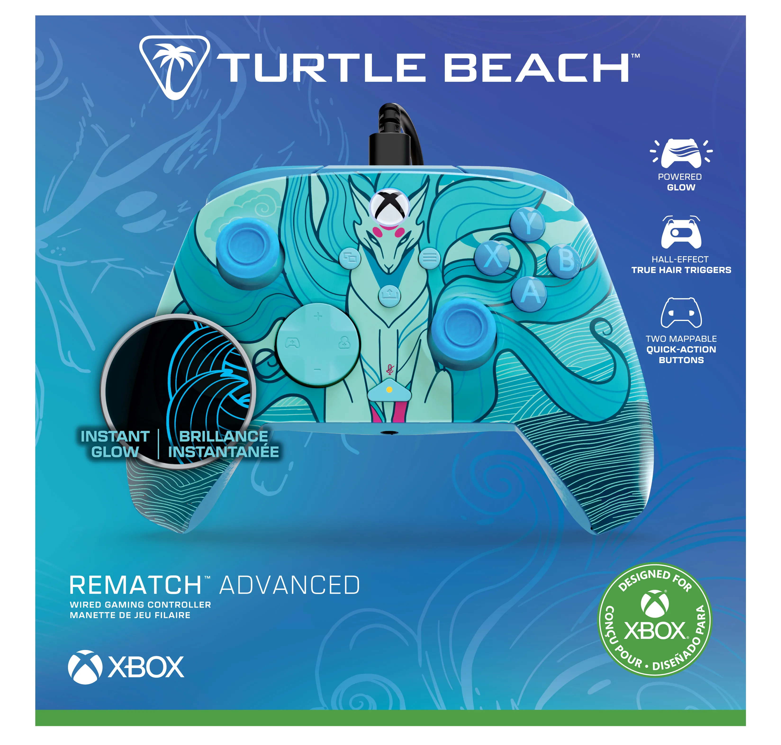 Turtle Beach Rematch Advanced tr&aring;dbunden handkontroll f&ouml;r PC, Xbox Series X|S &amp; Xbox One - Bbl&aring; Kitsune