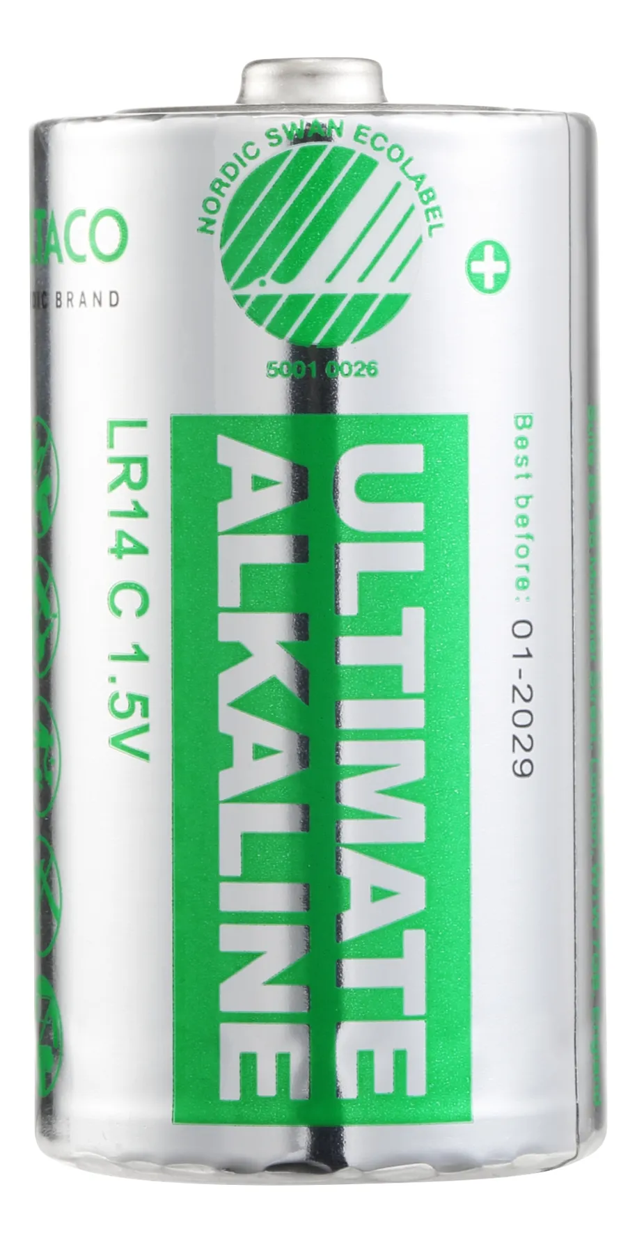 DELTACO Ultimate Alkaline batteries, LR14/C size, 2-pack