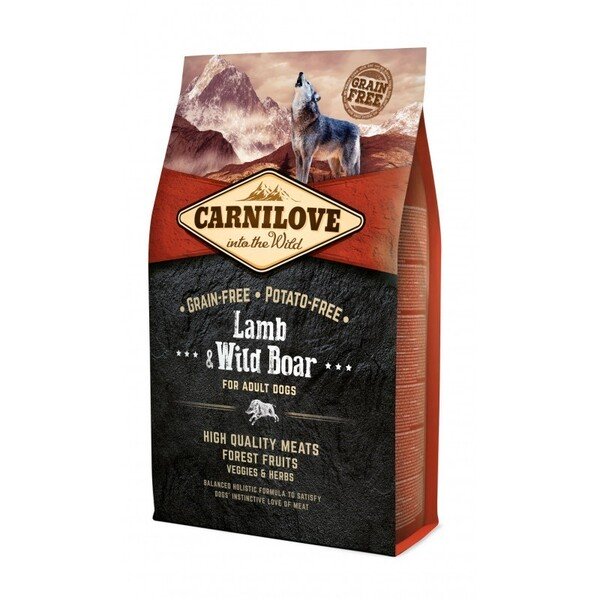 Carnilove Lamb &amp; Wild Boar, Torrfoder f&ouml;r hund, Adult, Spannm&aring;lsfritt, 4 kg