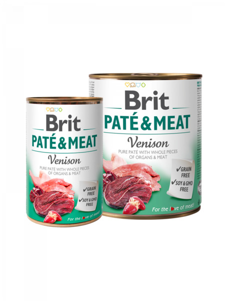 Brit P&acirc;t&eacute; &amp; Meat with Venison, Wet food for dogs, Adult, Grain Free, 800g