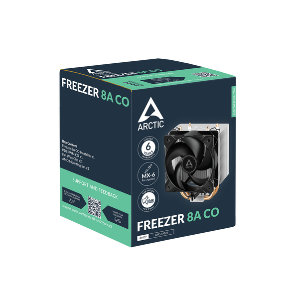 Arctic Freezer 8A - CO Compact AMD CPU Cooler for Continuous Operation , Alumiini, musta - prosessorij&auml;&auml;hdytin