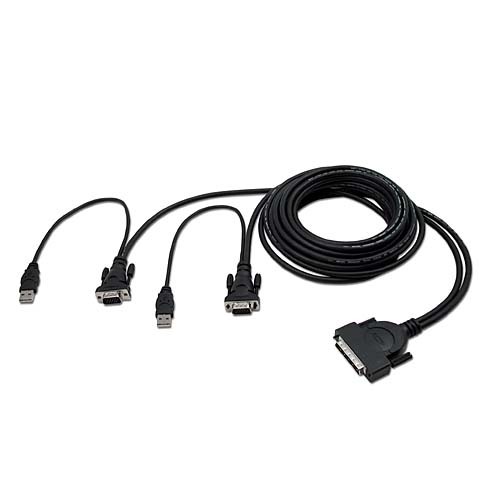 Belkin OmniView Dual Port Cable, USB - N&auml;pp&auml;imist&ouml; / video / hiiri (KVM) kaapeli - USB, HD-15 (uros) to 25-nastainen D-Sub (DB-25) (uros) - 1.8 m - molded - B2B