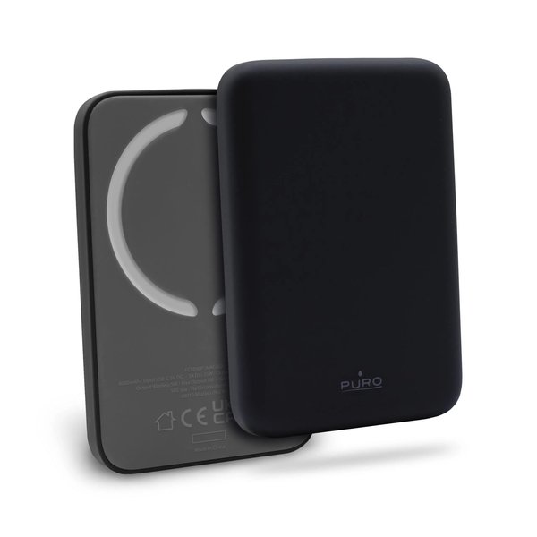 Puro SLIM POWER MAG 4000mAh magnetic power bank for iPhone 12 series or later, musta