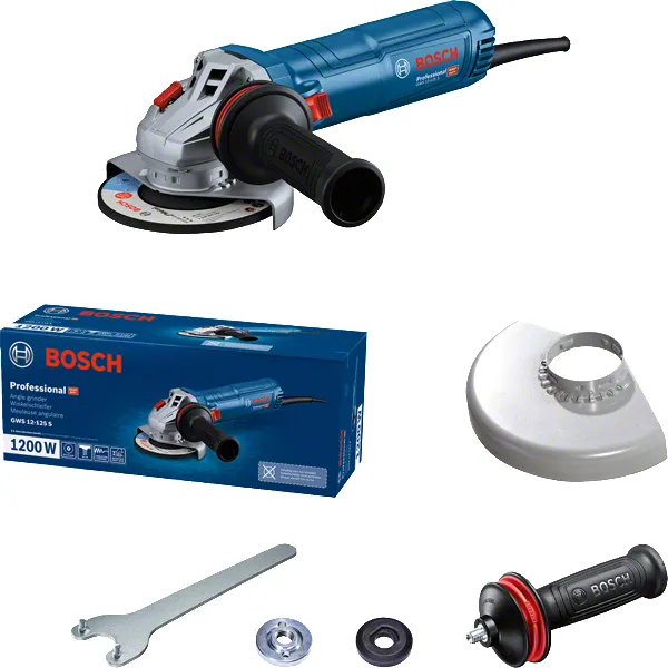 BOSCH GWS 12-125 S Professional Angle Grinder, 1,200 W, 125 mm, Blue