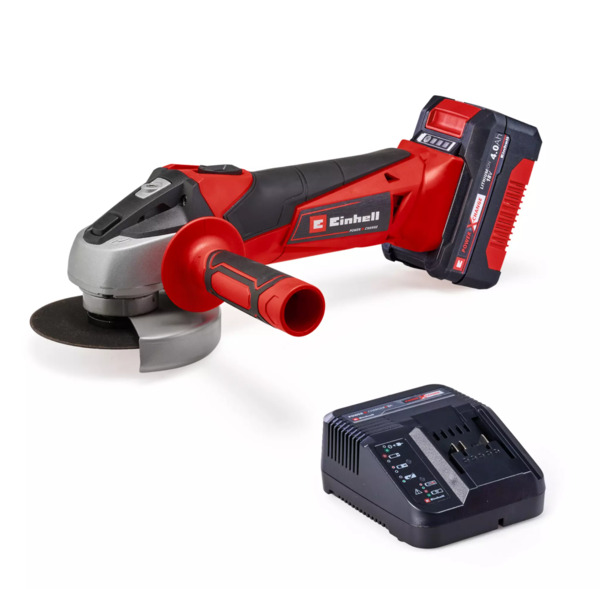 EINHELL Power X-Change &ndash; batteridriven vinkelslip 18 V, 18/115, inkl. batteri 4,0 Ah och laddare