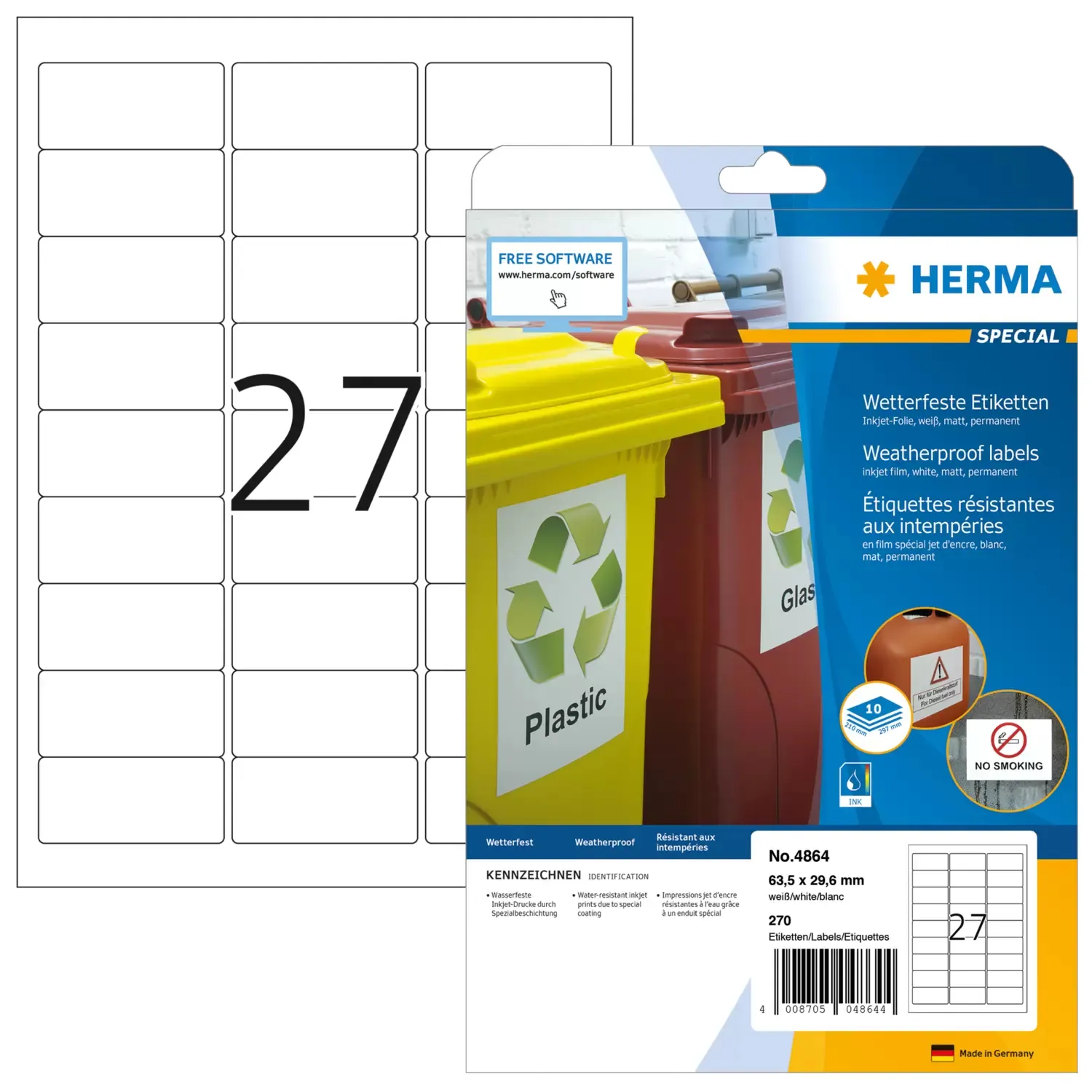 Herma label weatherproof 63,5x29,6 (270)