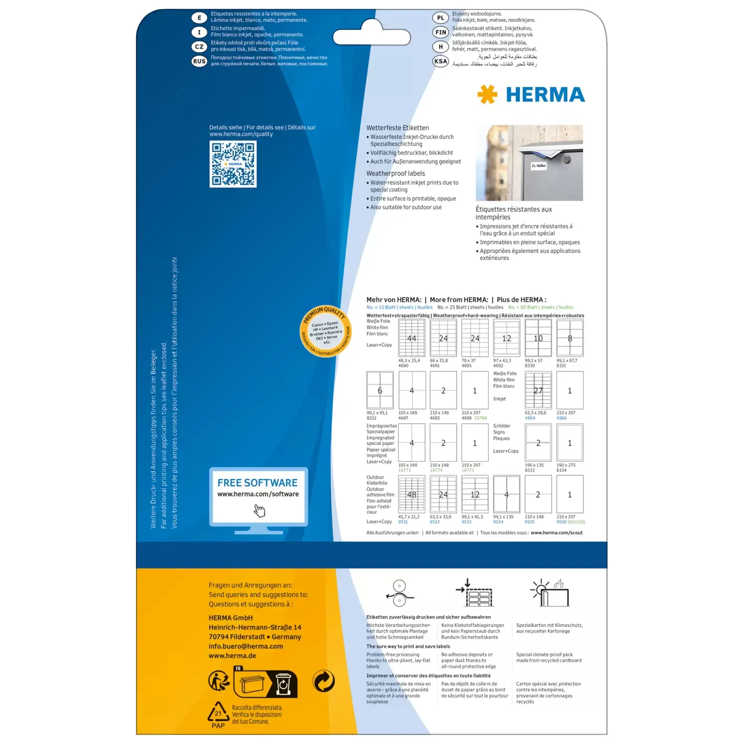 Herma label weatherproof 63,5x29,6 (270)