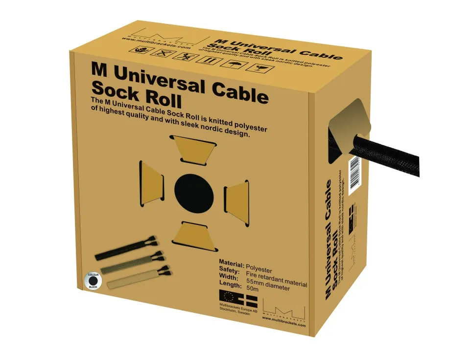 MULTIBRACKETS Universal Cable Sock Roll Black 55mm 50m