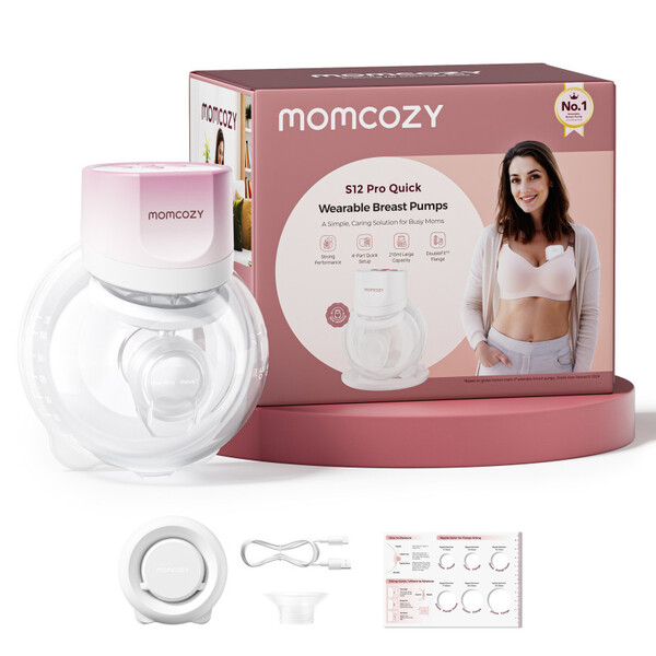 MOMCOZY S12 Pro B&auml;rbar Br&ouml;stpump Rosa Enpack