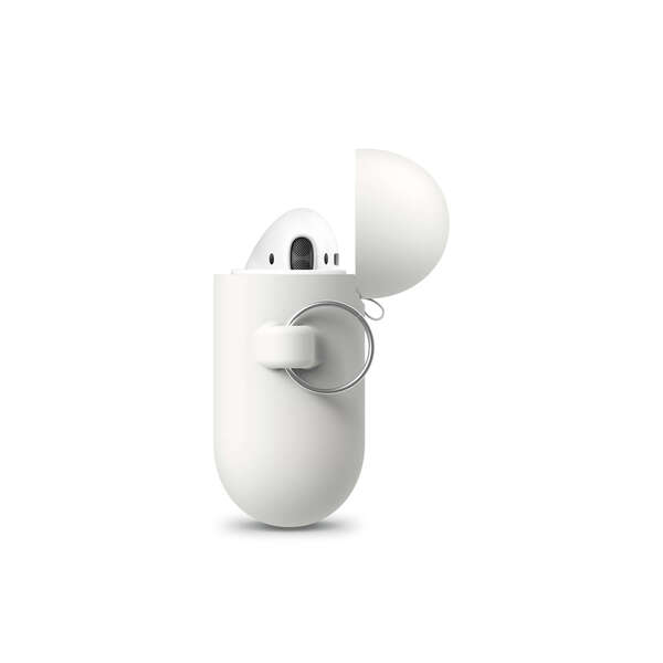 (L&ouml;yt&ouml;nurkka) ELAGO AirPods suojakotelo karbiinihakalla, valkoinen