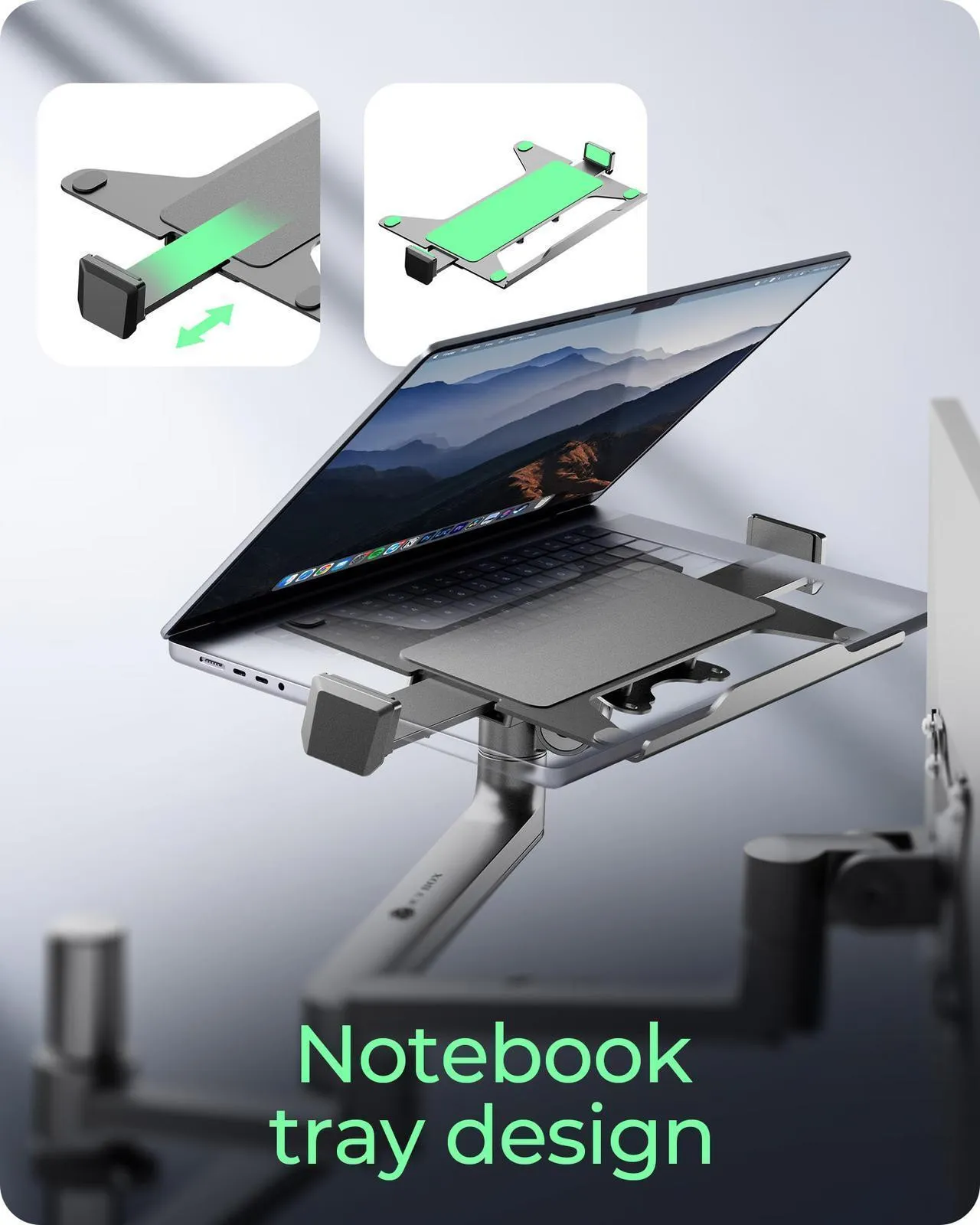ICY BOX IB-MS622-T Desk Mount, for 1 monitor and laptop, 17-32", 13kg, Black