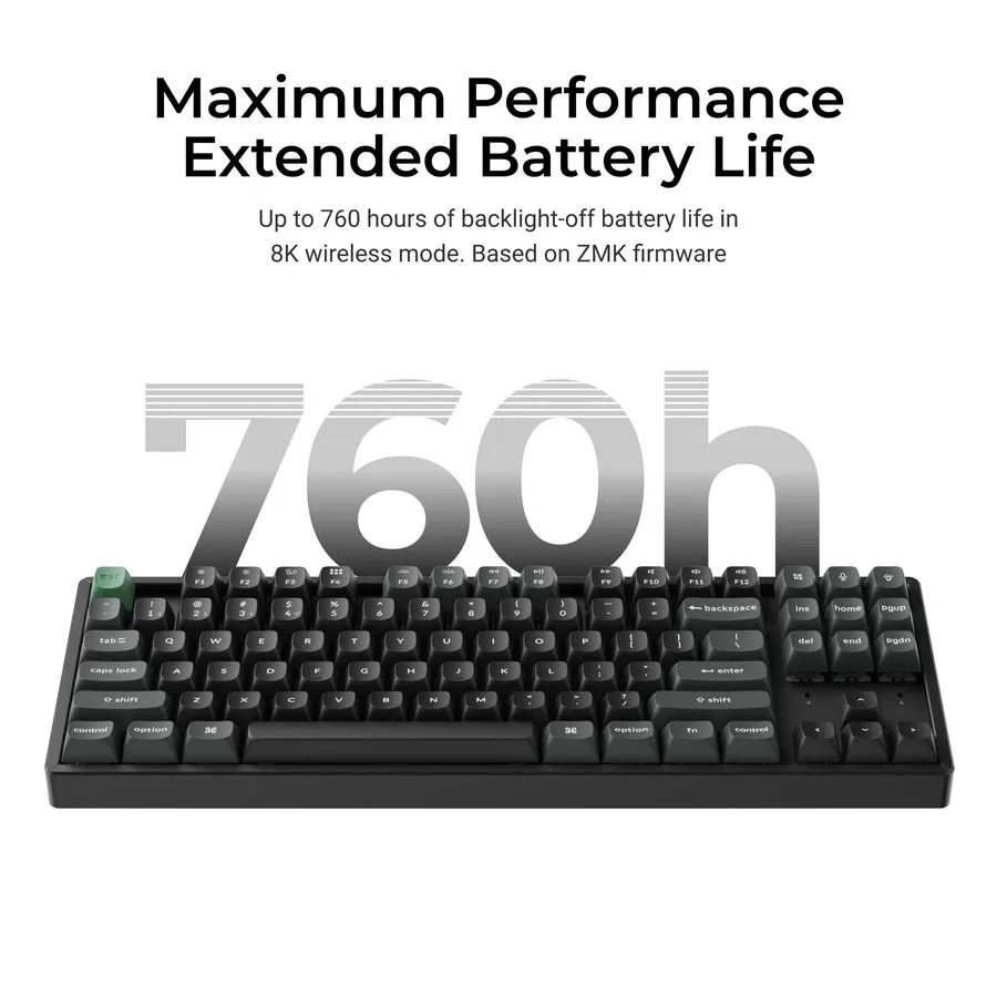 Keychron K8 Ultra 8K tr&aring;dl&ouml;st mekaniskt tangentbord, Keychron Apex Brown, svart