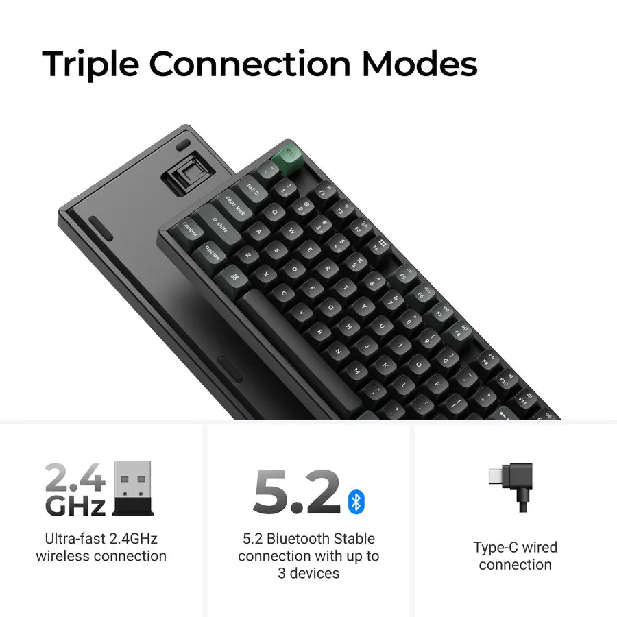 Keychron K8 Ultra 8K tr&aring;dl&ouml;st mekaniskt tangentbord, Keychron Apex Brown, svart