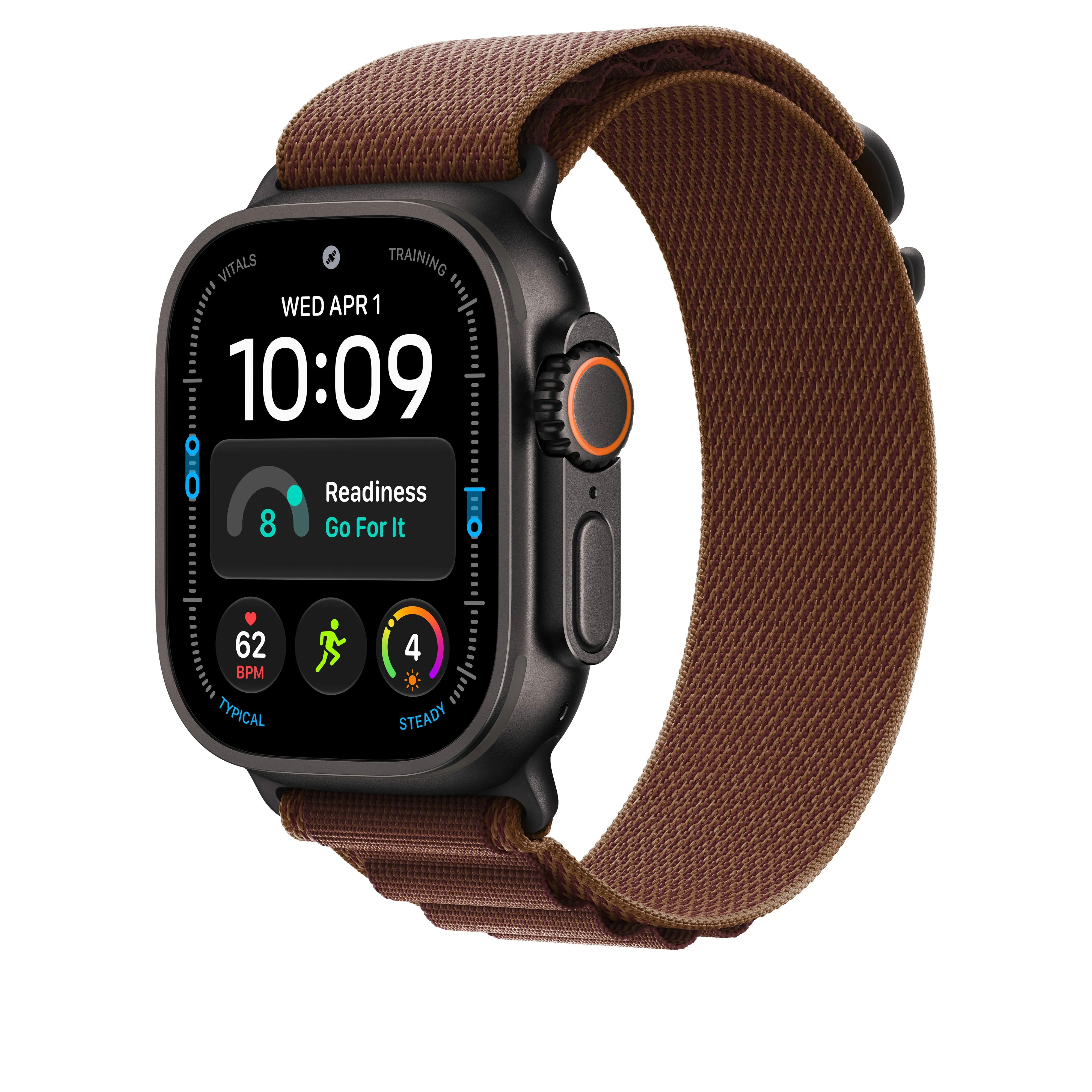 Apple Watch 49 mm -Alpine-ranneke, viininpunainen, keskikokoinen, mustatitaani