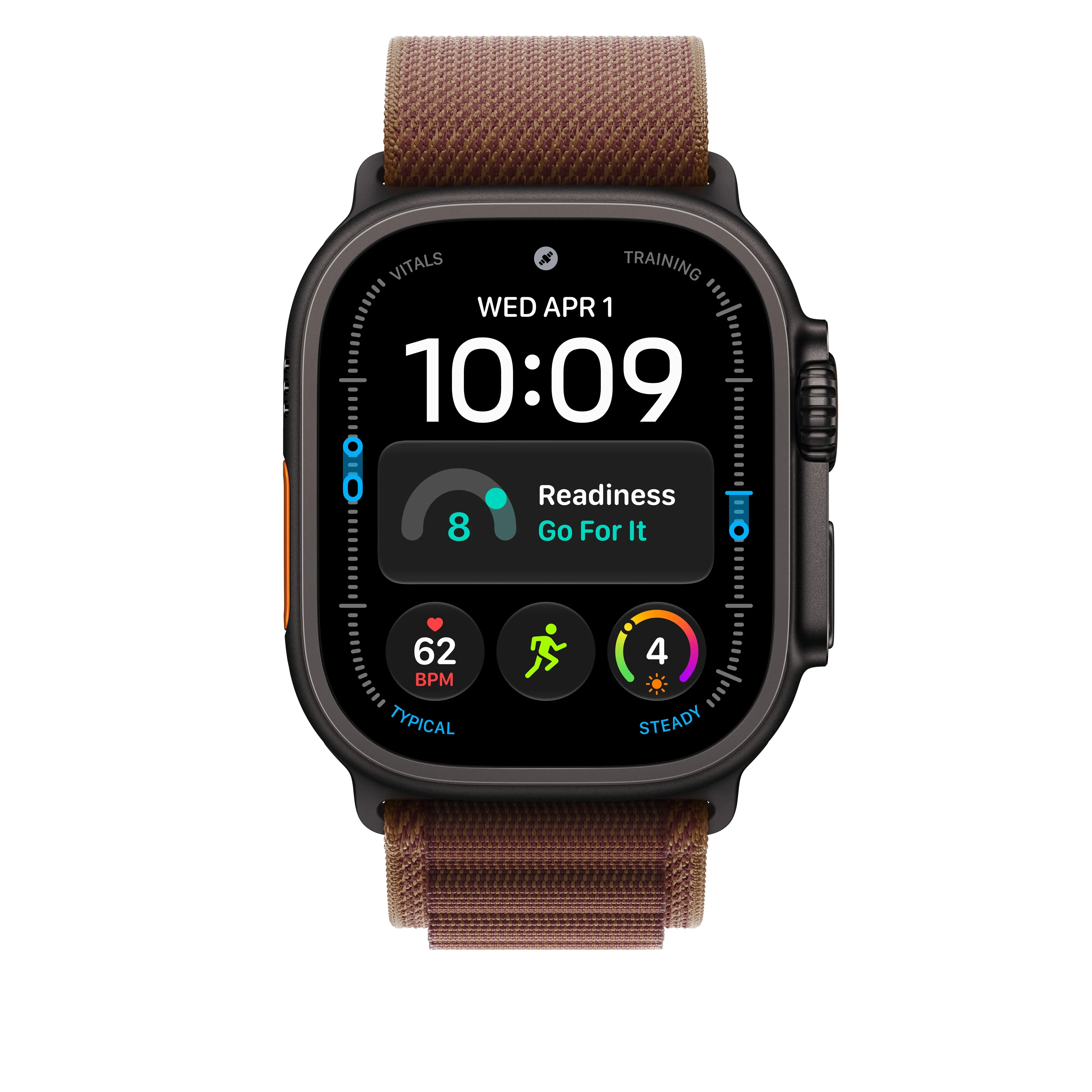 Apple Watch 49 mm -Alpine-ranneke, viininpunainen, keskikokoinen, mustatitaani